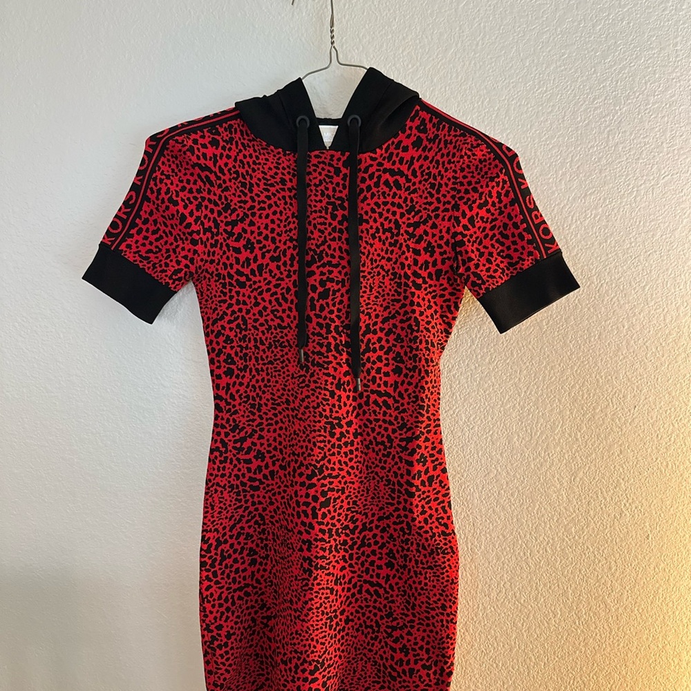 Michael Kors Red and Black Animal Print Dress
